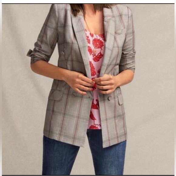 Cabi Women’s #5470 Sleuth Blazer Jacket Size 8 Gray Plaid Double Breasted Blazer - Picture 7 of 10